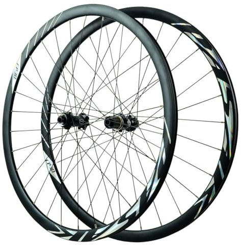 Hjulset For Racercykel Med Genomgående Axel 700C Grus Skivbroms Framhjul 15 * 100mm Bakhjul 12 * 142mm 28H Fälg, For 7-12s Kassett(Black 700c)