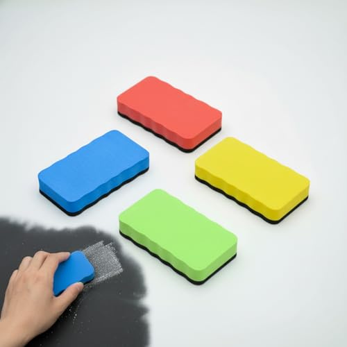 ZhuPu 4 Pcs Whiteboard Eraser, Magnetic Whiteboard Rubber Eraser, Suitable for Homes, Large Whiteboards, Offices, and Classrooms; Available Ln Red, Yellow, Blue, and, Green