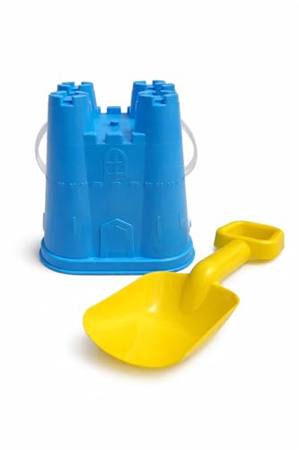 Children’s Castle Bucket and Spade – Plastic Beach & Sand Toy with Removable Handle (1 Bucket + 1 Shovel) (Blue)