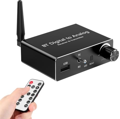 Plyisty Ricevitore Trasmettitore Bluetooth 5.3 con, USB Ottico Coassiale AUX, HiFi a Bassa Latenza per TV PC Auto Home Theater Cuffie Altoparlante
