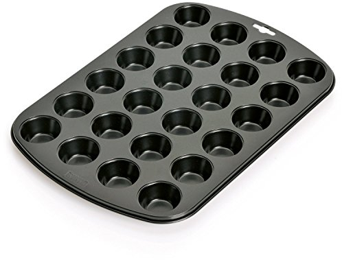 Prochef Teflon Non-Stick Premium Coated 24 Mini Cup Muffin Tray, Length 38cm x Width 26cm, Black