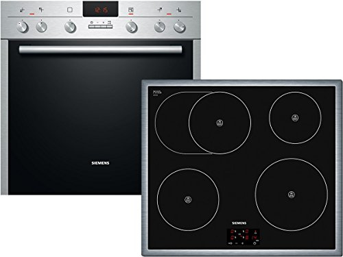 Siemens EQ241EI02B Combine de plaque de cuisson encastrable/A/plaque de cuisson : induction, couleur de la cuisinière : noir/argent, PowerBoost, fours SoftEinzug / 3D air chaud Plus