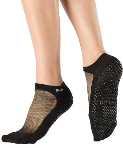 Shashi Black Mesh Non Slip Ergonomic Socks Pilates Barre Ballet Yoga Dance Black Medium / 8-10