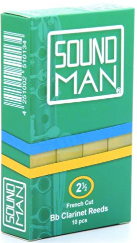 10 Soundman Blättchen für Böhm-Klarinette Boehm Böhmklarinette Clarinet Klarinettenblättchen Klarinettenblätter Rohrblättchen Rohrblätter Holzblätter Holzblättchen 1 Schachtel (10 Stück Stärke 2,5)