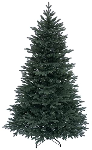 RS Trade HXT 1418 Premium Nordmanntanne 100% Spritzguss 210 cm Weihnachtsbaum künstlich (Ø ca. 132 cm) mit ca. 4850 Spitzen, schwer entflammbar, Schnellaufbau Klappsystem, inkl. Christbaum Ständer
