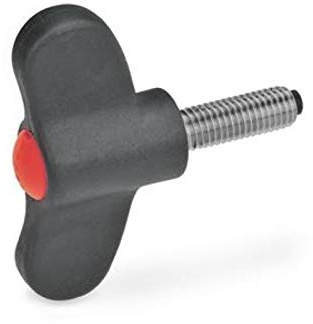Flügelschraube mit Druckzapfen, Durchmesser 48mm, M6x20, rot