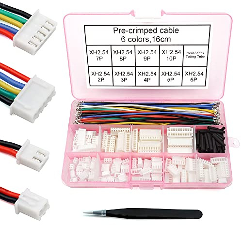 XH 2.54mm Connector Kit with pre-Crimped Cable Wire 2/3/4/5/6/7/8/9/10 Pin Housing JST Adapter Cable Compatible with JST-XH Connector