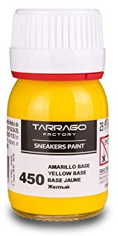 Tarrago Sneakersfarbe, Leder Färbemittel, 25 ml, für Sneaker, für Glattleder, Kunstleder und Segeltuch, Gelb (450), Gelber Sockel (450), 25 ml (Paquete de 1)
