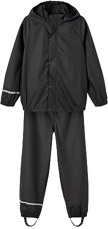 NAME IT unisex - vuxen Regenset Nkndry Rain Set Noos, svart, 128