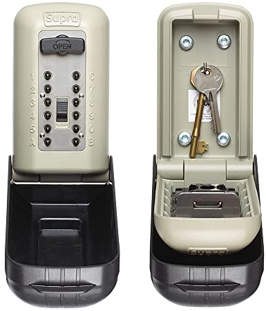 SUPRA C500 Pro Key Safe - High Security Police Preferred Outdoor Attack resistant Push button Wall Mounted Key safe. Lock box for keys, fobs, access cards