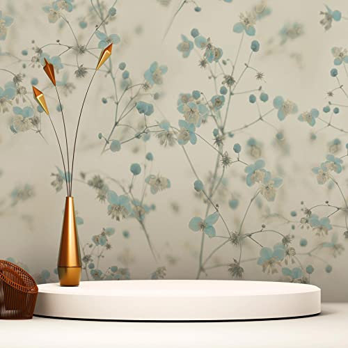 TADESSI M1-No.3572 Papier peint intissé Motif fleurs Bleu/blanc