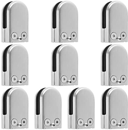 MUKLEI 10 PCS 6-8mm Glass Clamps, 304 Stainless Steel Brackets, Holder Flat Back Clips Grip for Stair, Balustrade, Handrail, Window