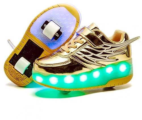 LED skateboard 7 färger blinkande sportsko med rulle multisport utomhus friidrott gymnastik löpning sneaker automatisk infällbar sneakers mode, Cd03or, 40 EU