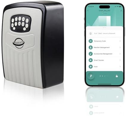 SISAV Cassetta di sicurezza con serratura a chiave accesso remoto istantaneo tramite Bluetooth/codice/app ripristinabile Imposta la tua combinazione di archiviazione a 6 cifre, grande capacità, nero
