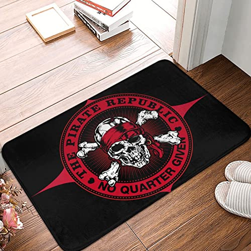 COTECI Front Door Mats For Outdoor Entrance Pirate Republic Red Doormat Vintage Bar Decor Office Decor For Men (Size : 40X60CM)