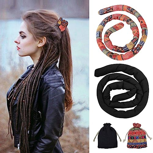 Nizirioo 2 Pièces Élastique À Cheveux En Spirale, Ponytail Hair Tie Bandeau À Dreadlock, Support Flexible Pour Queue De Cheval Bijoux Cheveux Tresse Pour Femmes Hommes Longs Épais Cheveux Bouclés