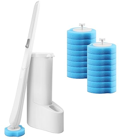 Toilet Wand Kit, Disposable Toilet Brush With Holder, Disposable Toilet Cleaning System for Sink Bathtub Wash Basin Mop Pool (Toilet Wand Kit)