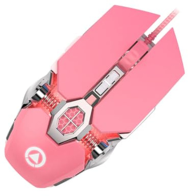 Didiseaon Pink Gaming Mouse Wired Aluminium Alloy with 4 Dpi Switching | Colorful Breathing Light, Suitable for Playing Computer Games, Computer Accessory
