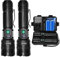 WEDETIAN 2PCS Lampe Torche LED Rechargeable,30000 Lumens Lampes Tactique de Poche Ultra Puissante, 5 Modes D'éclairage IP65 Étanche Pour Camping Randonnée Urgence
