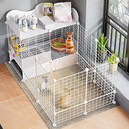 KAZUP DIY Kleintier-Laufstall, Kaninchenstall, Kaninchenkäfig für drinnen und draußen, erhöhter Zaun zur Aufbewahrung mit Tablett, Hofzaun für drinnen und draußen, für Kaninchen, Frettchen, Hasen,