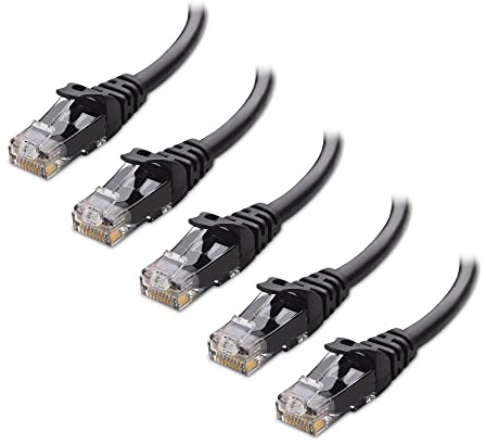 Cable Matters 10Gbps 5-Pack Snagless Cat 6 Ethernet Cable - 6ft, Cat 6 Cable, Cat6 Cord, Ethernet Cord, Black