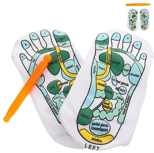 SOLUSTRE 2 Satz Akupressursocken mit Akupunkturpunkt Massagestab Nahtloses Design Elastische Faser für Fußreflexzonenmassage
