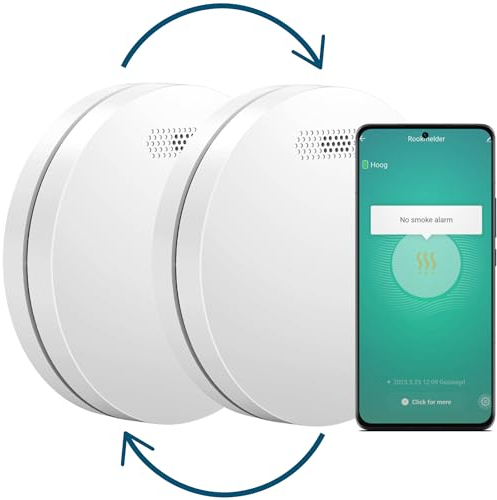 Aroha Smart Connect & Link Interlinked Smart Smoke Alarm with WiFi - 10 Years Battery - Fire Alarm with Tuya & Smartlife - Smoke Detector - Multipack 2 set