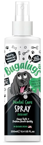 BUGALUGS Dog Breath Freshener Dental Care Dog Spray. Clean Teeth, Healthy Gums & Fresh Breath - Natural Dog plaque remover & tartar remover for teeth. No Brushing Needed (Dog 250ml Spray)