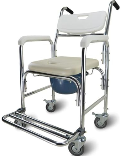 Dusch Toilettenstuhl Fahrbar Nachtstuhl,Nachtstuhl für Erwachsene,Commode Toilet Chair for Bedroom,Duschstuhl mit Rollen,Pflege Toilettenrollstuhl A