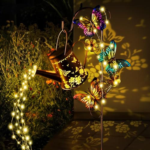 IEEILULU Lampada Solare per Annaffiatoi, Annaffiatoio Luci Solari con Catena, Ampada a Energia Solare a Forma con Supporto, Lampade da Esterno Giardino per Giardino, Terrazza (Warm)