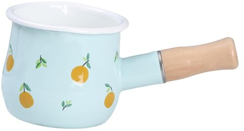 Baoblaze Milchtopf, Butterwärmer, 400 ml Fassungsvermögen, Kochgeschirr mit Holzgriff, Milchtopf, Kleiner Topf für die Küche zu Hause, alle Herdplatten, Blau