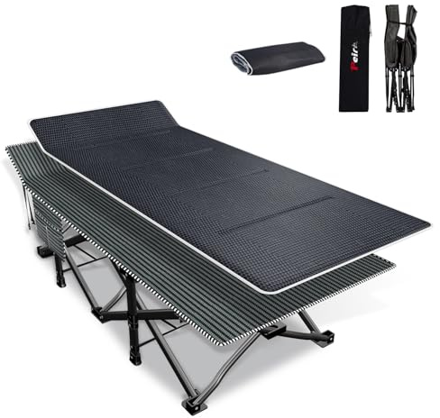 Peirhw Campingbett feldbett klappbar, Faltbar Gästebett bis 200 kg für, Klappbett mit Matratze, extra breite Campingbett leichte tragbare Tasche Liege Reise bequem