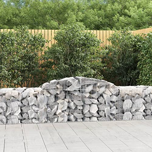 Iiaky Gabionen mit Hochbogen 4 Stk. 300x30x60/80 cm Verzinktes Eisen GabionenköRbe WasserzapfsäUle Garten Gabionen Zaun Gabionensteine