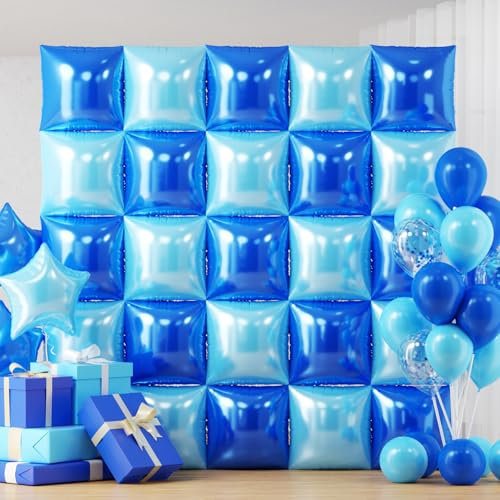 Metallic Navy Blue and Pearl Blue Square Foil Balloons Wall Tunnel Backdrop Double Sided Metallic Balloon Arch Garland Kit For Engagement Wedding Birthday Graduation Party Decorations