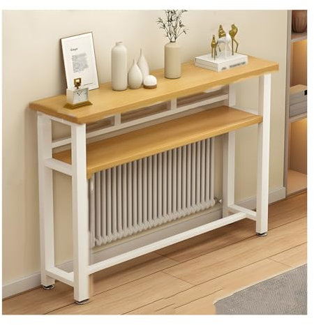 GRRICEPL Heizkörperabdeckung Aus Metall, Kleiner Raum Tisch, Schützendes Heizungsgehäuse für Haus & Büro, Schmales Sideboard, Mit Metallrahmen Und Holzablage(120x30x100 cm)