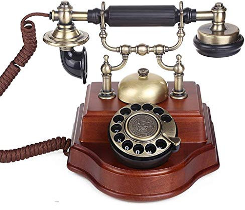 HPTHLY Vintage Vintage Retro Wooden Phone/Corded Phones/Antique Phone/Dial Phone/Retro Style Phone/Office Phone Telephone Living Room Living Room Decor for Home/Office
