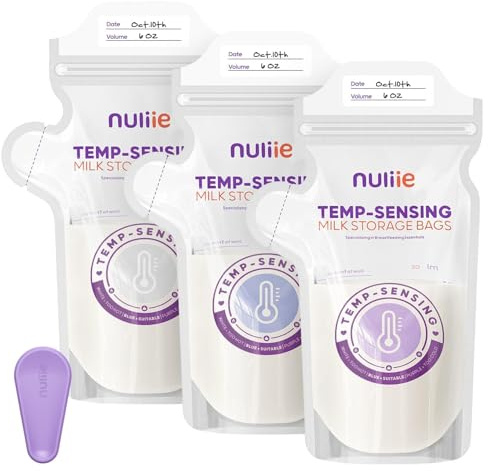 Nuliie 150 sacchetti per latte materno con morsetto di bloccaggio, 170 g, sacchetti per il latte materno con beccuccio versatore, sacchetti per latte materno con autoportante, senza BPA, senza perdite