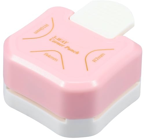 Eckenstanzer,Eckenabrunder Stanzer,3 Formen,Eckstanzer,Präzises Schneiden,Papierstanzer für Festes Papier,Einladungskarten,Geschenkkarten(Rosa)