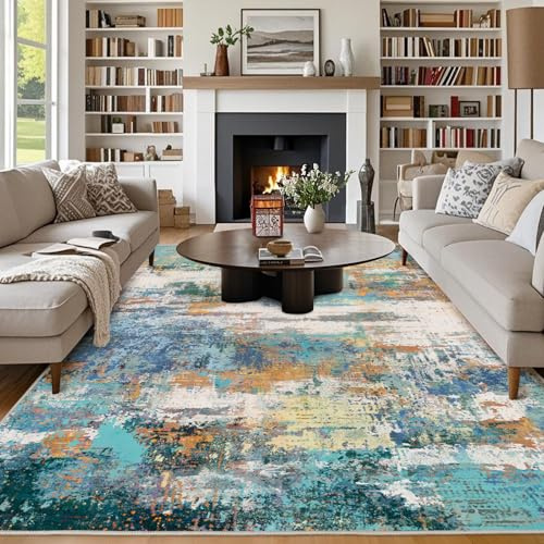 Chicnix Teppich Wohnzimmer 200x300, Großer Teppich Waschbar Kurzflor rutschfest Weich, Moderner Abstraktem Muster Design Teppiche für Schlafzimmer Kinderzimmer Büro Esszimmer Dekor, Bunt
