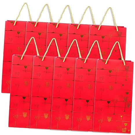 OSALADI 10stücke Papiertragetaschen Für Weinflaschen Weingeschenktaschen Mit Henkeln Weintaschen Für Picknicks Und Feierlichkeiten Weinflaschentaschen Aus Robustem Papier