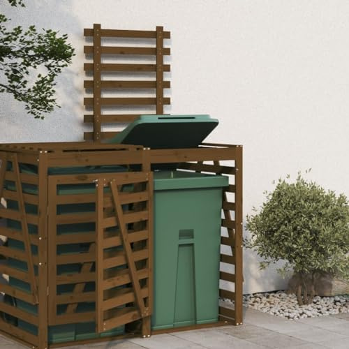 Home & Garden Extension de rangement pour poubelle à roulettes Marron pin massif