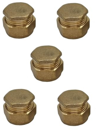 TC Brass Compression Stop End Blank End Cap 15mm for Copper Pipe - Pack of 5