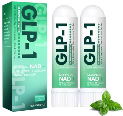 GLP-1 Nasal Inhalation, Glp-1 Healthy Nasal Inhaler, Nasal Inhaler Stick, Menthol & Apple Cider Vinegar, Natural Ingredients for Women and Men (2 Pcs)