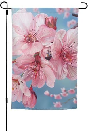 Bandiere giapponesi da giardino con stampa di fiori di ciliegio, 30,5 x 45,7 cm, per tutte le stagioni, decorazione per cortili all'aperto