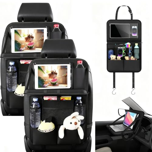 TechVizrs Autositz Organizer, Auto-Rücksitz-Organisator Auto Rückenlehnenschutz Kinder mit Faltbar Tisch und Tablet/Mobiltelefon-Tasche, Multifunktionale Wasserdicht Rücksitz Organizer (2)