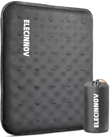Inflatable Seat Cushion, Self Inflating Memory Foam Stadium Seat Cushion Lightweight Camping Chair Pad Airplane Cushion for Long Flights Outdoor Travel Bleacher Office Car Backpacking (Grey)