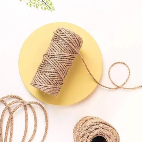 PULaif Corda di spago di Iuta, Spago di Iuta for Giardinaggio, Artigianato, Confezioni Regalo, Arrampicata, graffio for Gatti, Marrone, 6 mm/8 mm x 328 Piedi(8mmx100m(328ft))