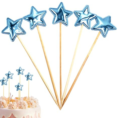 Décoration de gâteau d'anniversaire étoile, décoration de gâteau d'anniversaire pour filles | 5X pics à cupcakes étoiles,Décoration de alimentaire de qualité alimentaire, piquet de décoration d