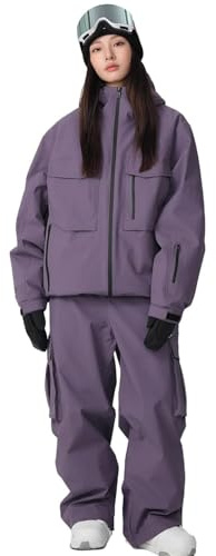 HOTIAN Herren Damen Skijacke und Skihose Set Wasserdicht Winddicht Baggy Skianzug Winter Warme Atmungsaktiv Schneeanzüge