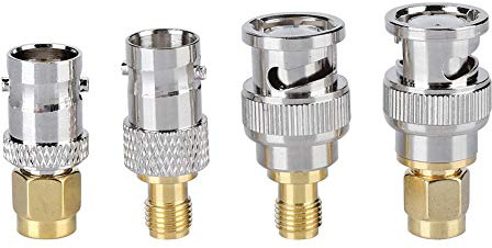 Generic 4PCS Koaxialkontakt BNC Hane Hona Till SMA Hane Hona Hållbar Adapter för Wi-Fi-radio och Trådlösa LAN-enheter Högkvalitativ Metall 50 Ohm
